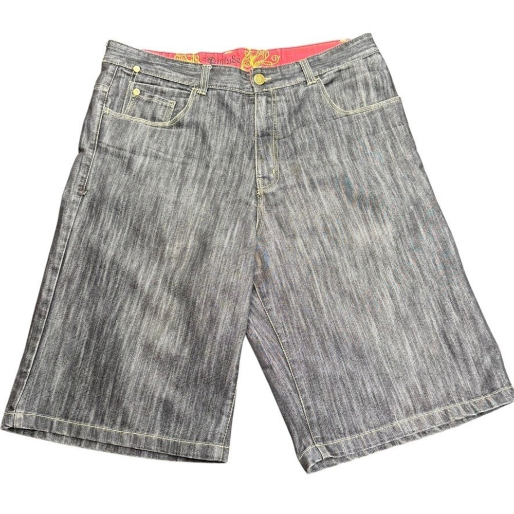 Attitude Black Size 38 Denim Jean Shorts Baggy 90's Style Y2K Grunge Skater